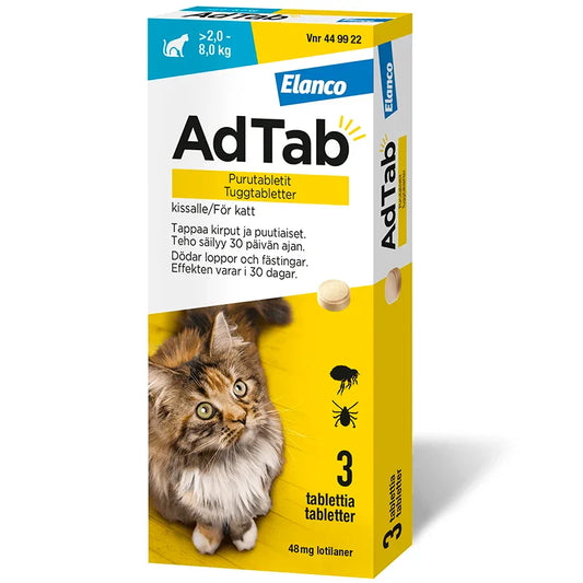Elanco AdTab For Cats 2.0-8.0 Kg 48mg 3 tablets