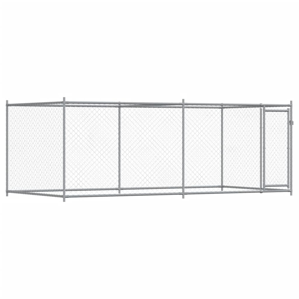 vidaXL Dog Kennel with Door Grey 2x2x1.5 Galvanized Steel