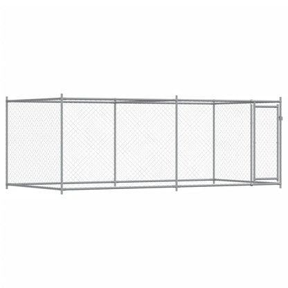vidaXL Dog Kennel with Door Grey 2x2x1.5 Galvanized Steel