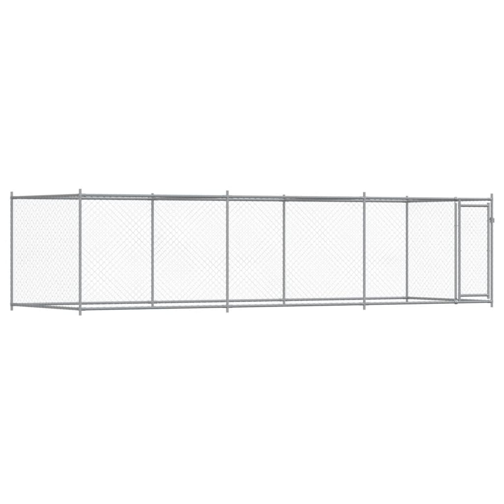 vidaXL Dog Kennel with Door Grey 2x2x1.5 Galvanized Steel