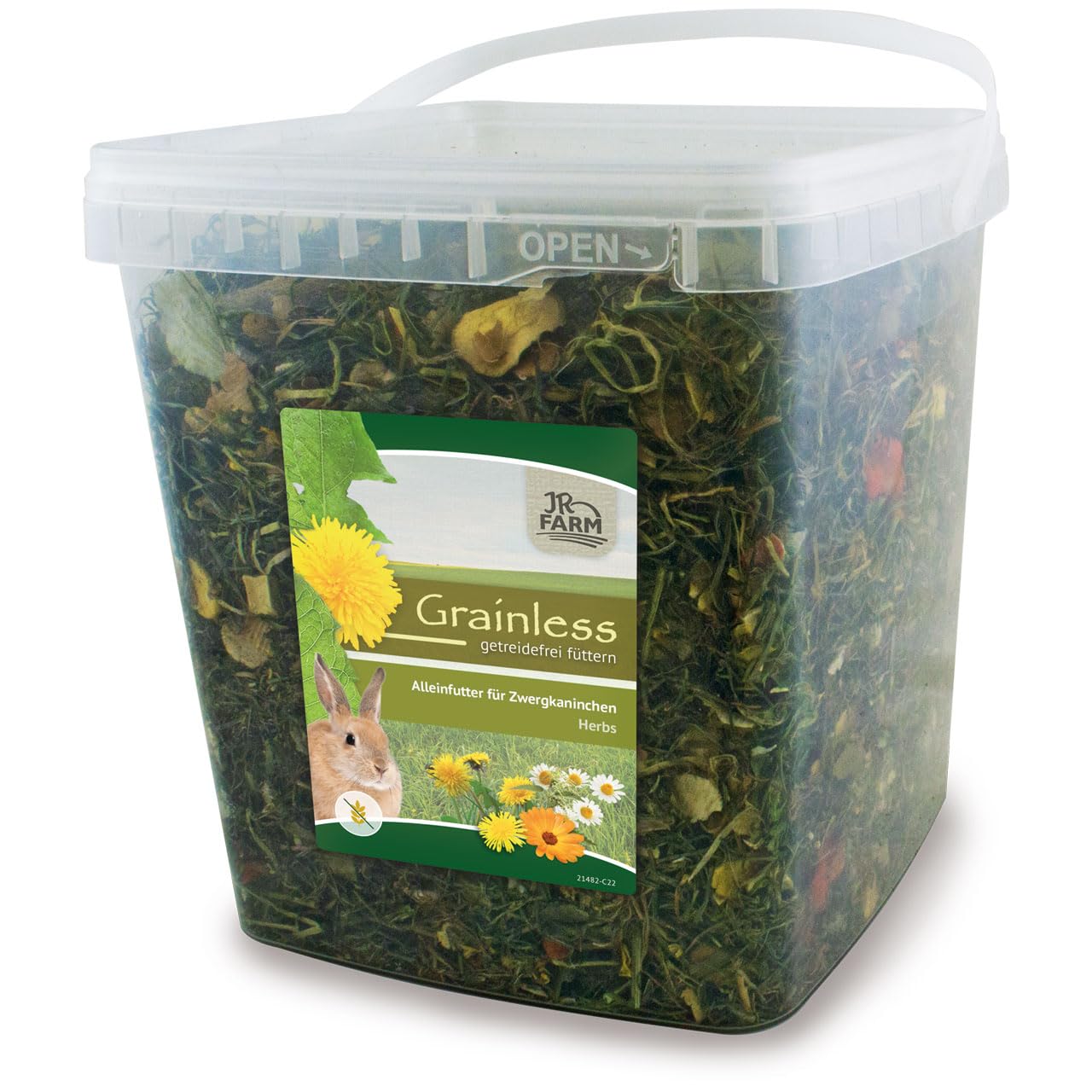 JR Farm Grainless Herbs Dvärgkanin 1kg Hink