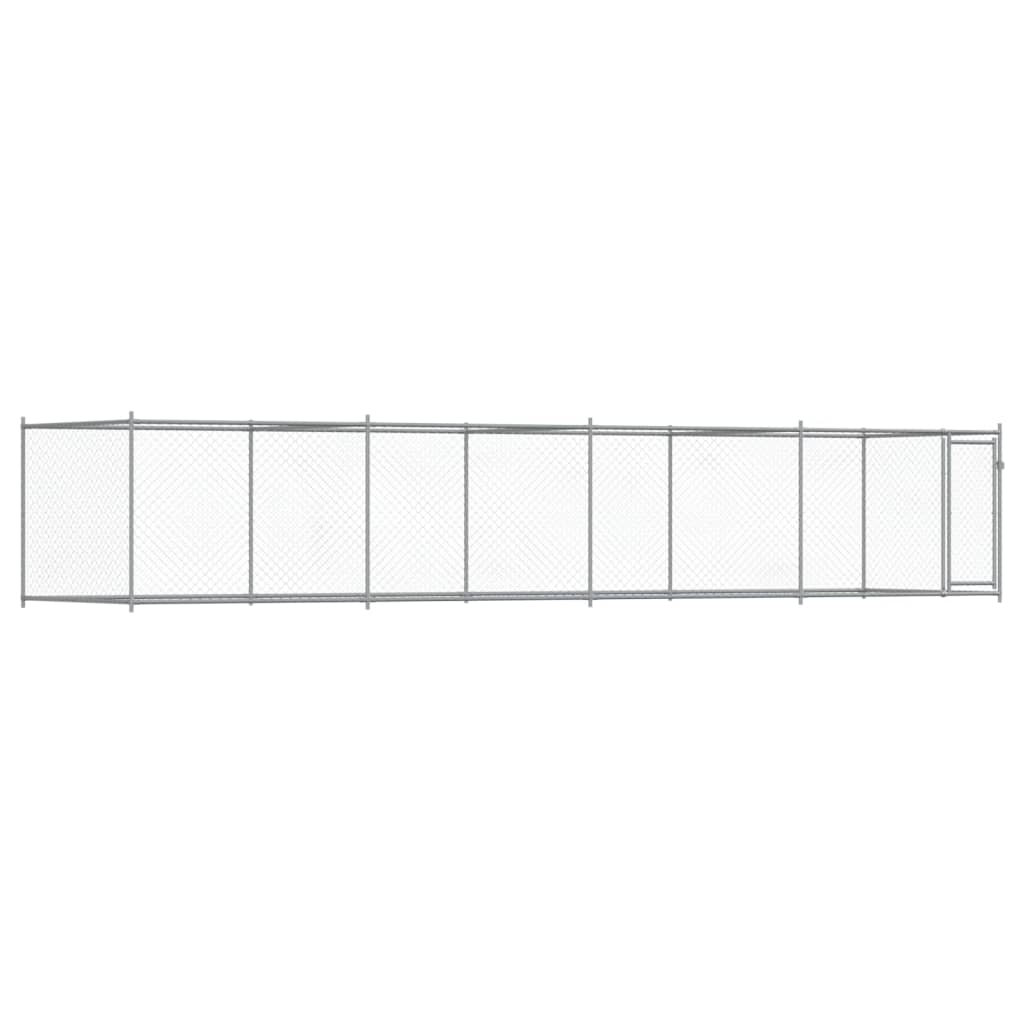 vidaXL Dog Kennel with Door Grey 2x2x1.5 Galvanized Steel