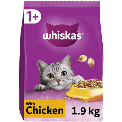 WHISKAS 1+ Adult Cat Dry Food Chicken 1.9 kg