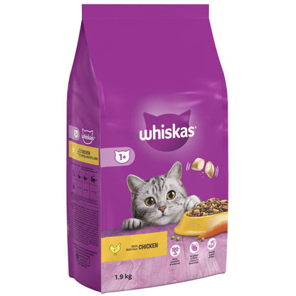 WHISKAS 1+ Adult Cat Dry Food Chicken 1.9 kg