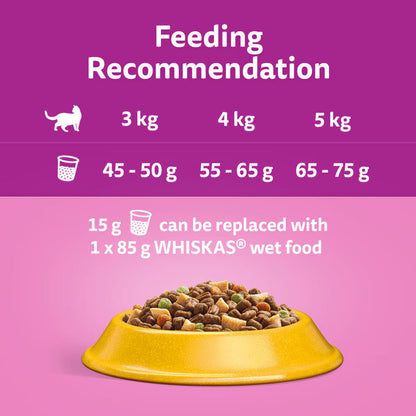 WHISKAS 1+ Adult Cat Dry Food Chicken 1.9 kg