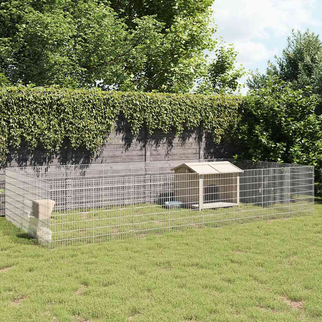 vidaXL Pet Playpen 24-Panel Galvanized Iron