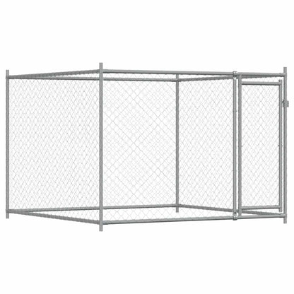 vidaXL Dog Kennel with Door Grey 2x2x1.5 Galvanized Steel