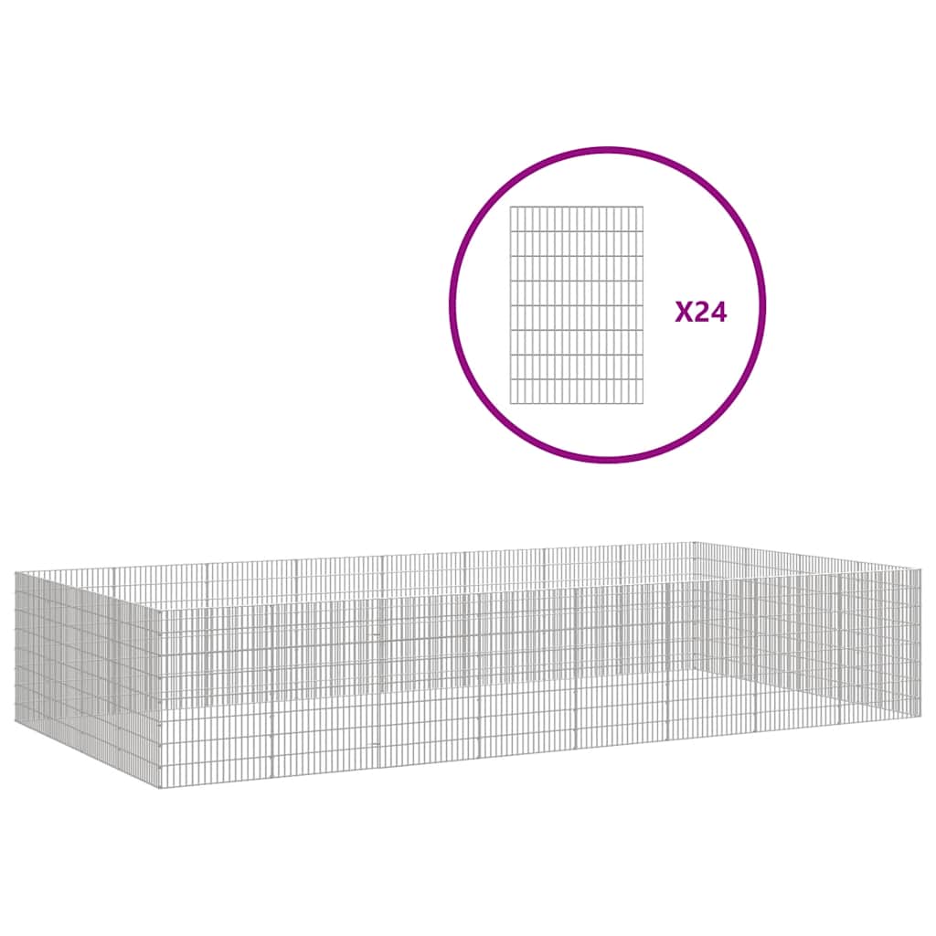 vidaXL Pet Playpen 24-Panel Galvanized Iron