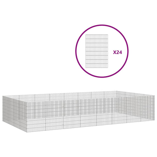 vidaXL Pet Playpen 24-Panel Galvanized Iron