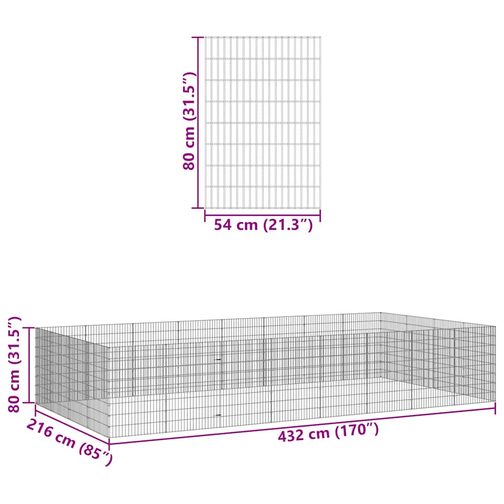 vidaXL Pet Playpen 24-Panel Galvanized Iron
